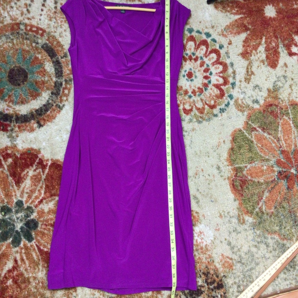 Lauren Ralph Lauren Womens Sleeveless Ruched Midi Bodycon Dress Purple Size 8 - Picture 6 of 10